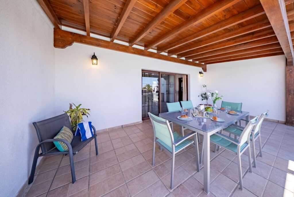 Villa Lomas private terrace area with dining table